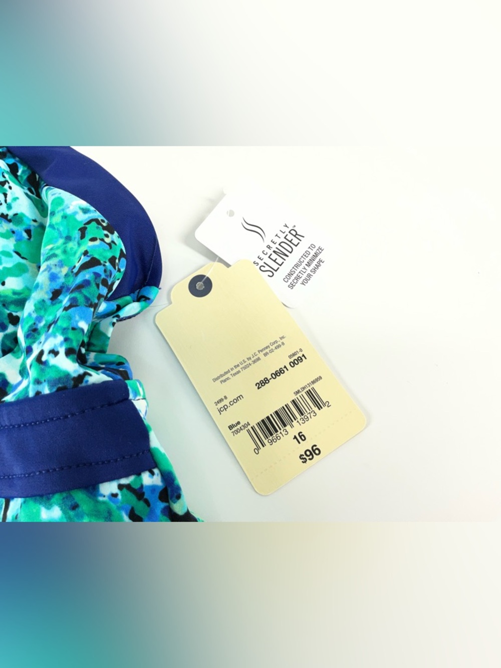 St. John’s Bay‎ Women’s Secretly Slender Blue Swim Dress Size 16 One Piece - Picture 6 of 12